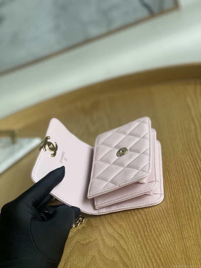 Chanel A81197 Mini Flap Lambskin Enamel & Gold-Tone Metal Pink