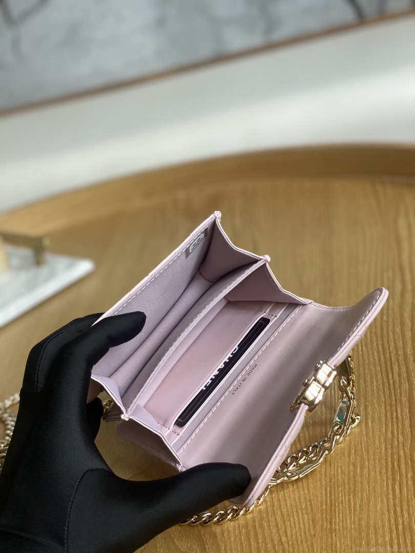 Chanel A81197 Mini Flap Lambskin Enamel & Gold-Tone Metal Pink
