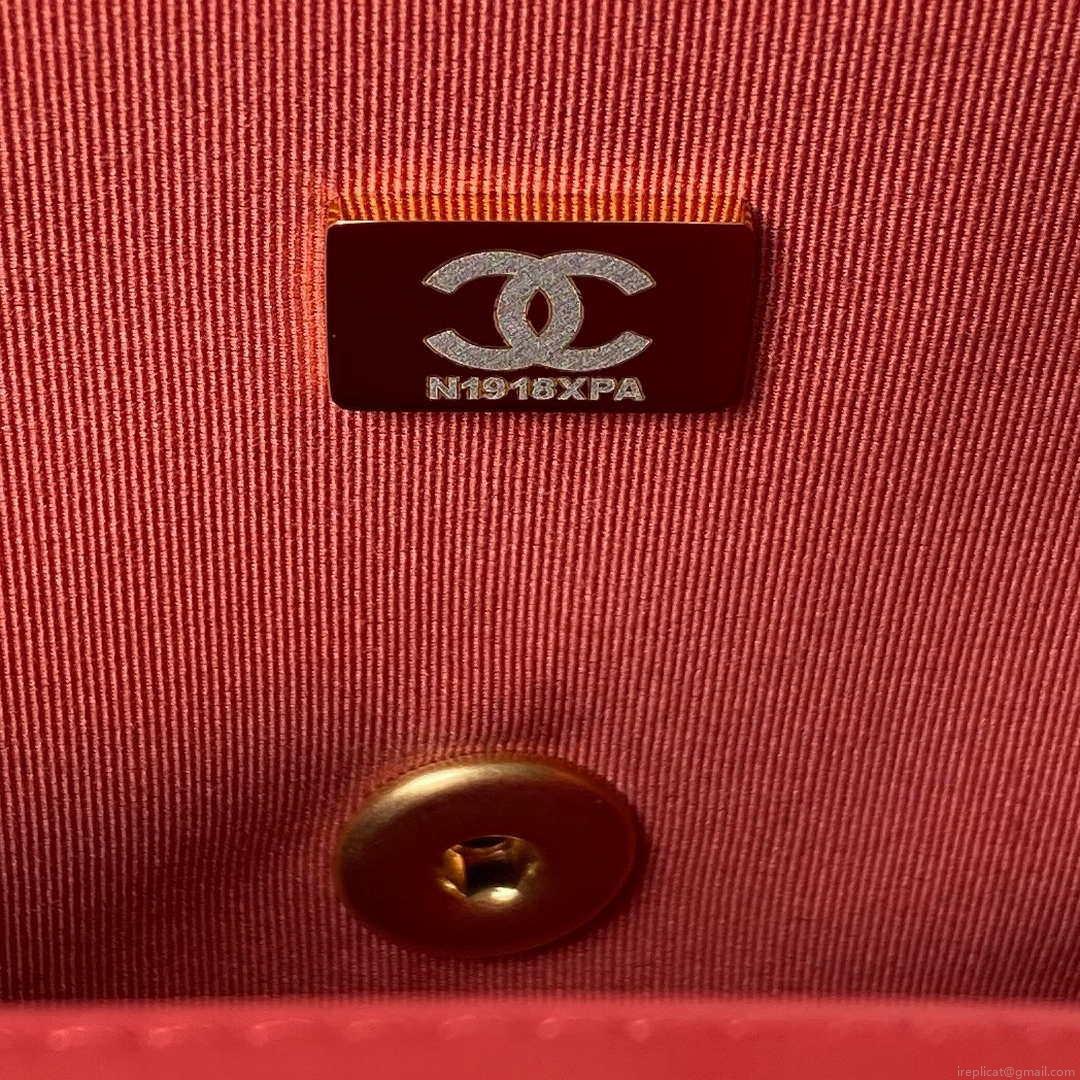 Chanel AS3737 Mini Flap Bag Lambskin Enamel & Gold-Tone Metal Red