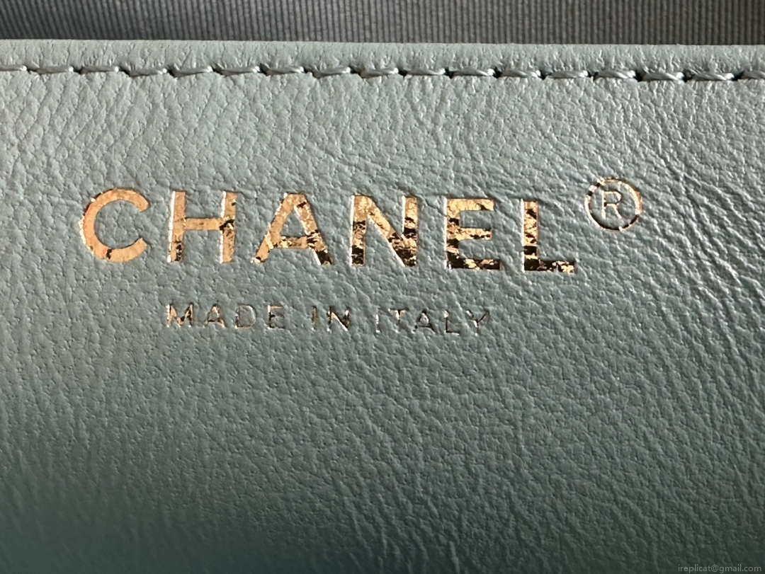 Chanel AS3737 Mini Flap Bag Lambskin Enamel & Gold-Tone Metal Blue