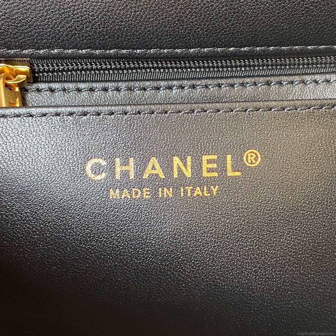 Chanel AS3432 Small Flap Bag Velvet Enamel & Gold-Tone Metal Black