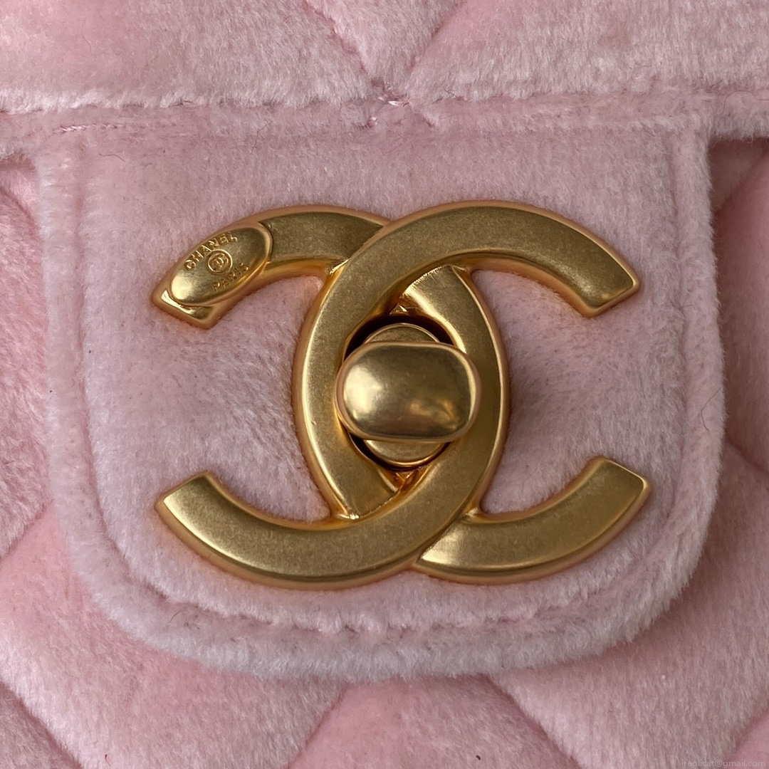 Chanel AS3432 Small Flap Bag Velvet Enamel & Gold-Tone Metal Pink