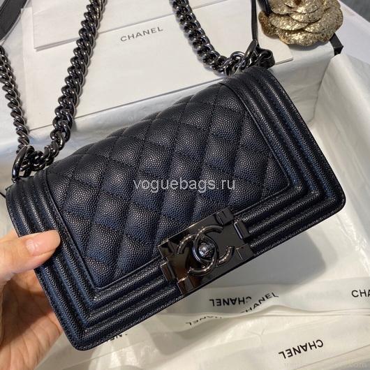 Chanel A67086 Boy Bag Chanel Flap Shoulder bag Black Calfskin Black