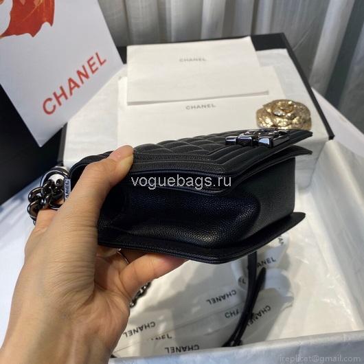 Chanel A67086 Boy Bag Chanel Flap Shoulder bag Black Calfskin Black