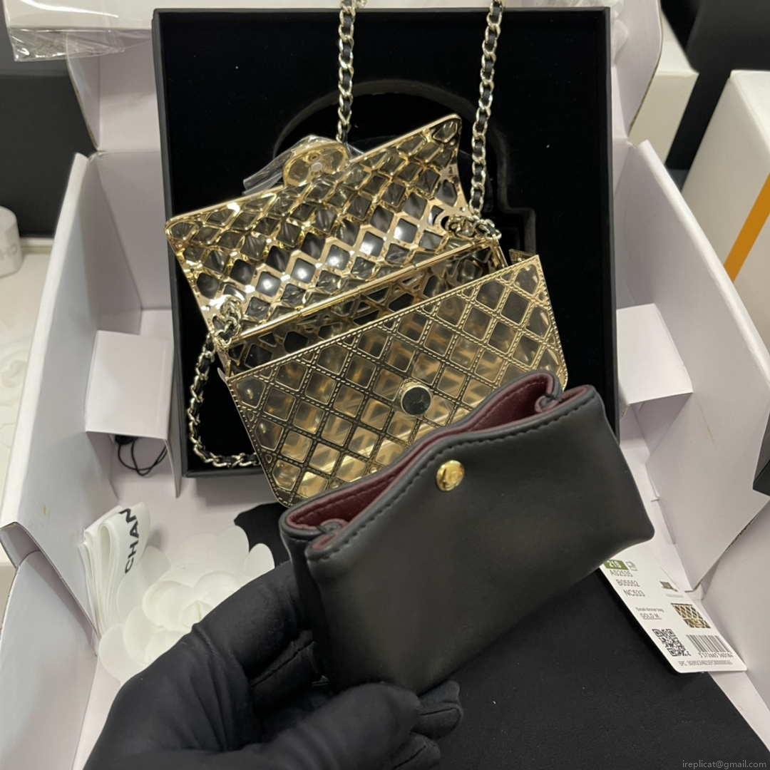 Chanel AS2535 Mini Evening Bag Gold-Tone Metal & Lambskin