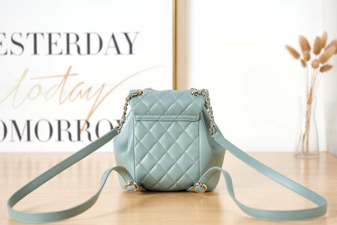 Chanel Backpack Duma Blue Lambskin CC AS2908 Gold