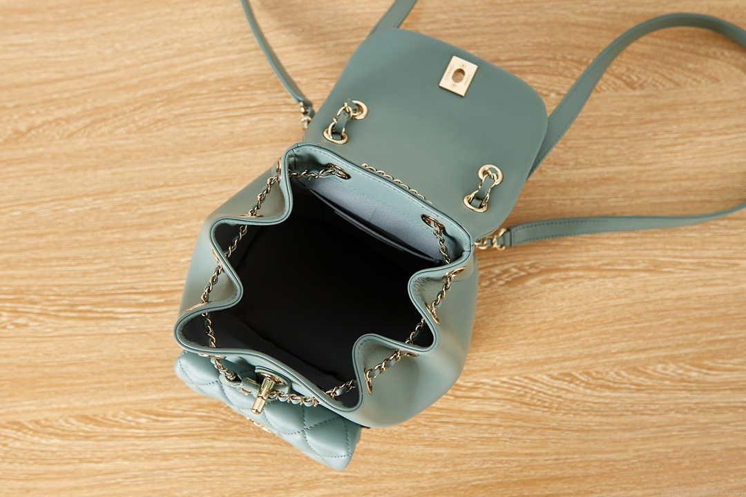 Chanel Backpack Duma Blue Lambskin CC AS2908 Gold