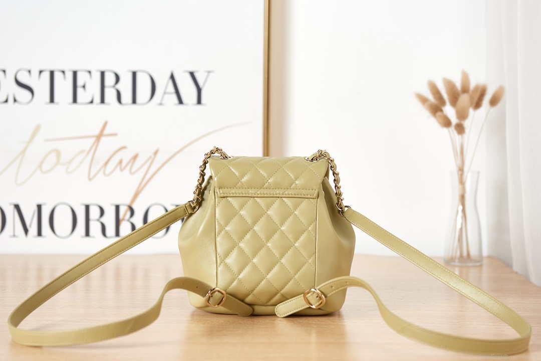 Chanel Backpack Duma Yellow Lambskin CC AS2908 Gold