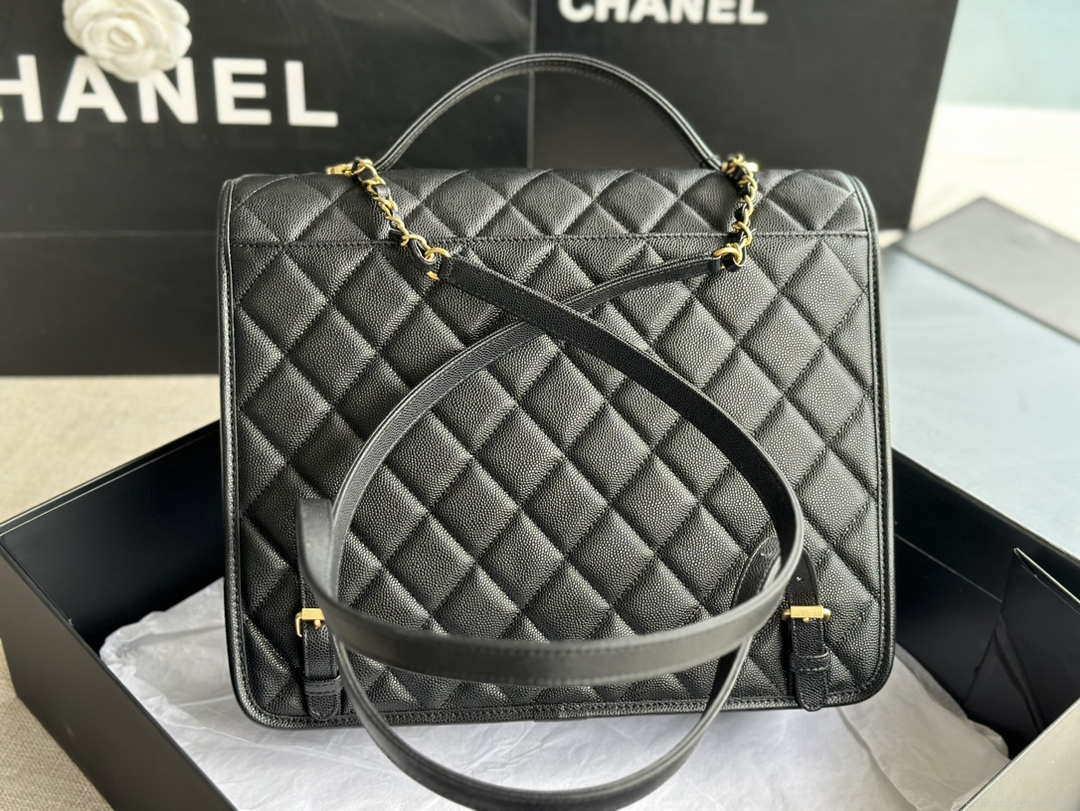 Chanel AS3662 LARGE BACKPACK Calfskin & Gold-Tone Metal Black