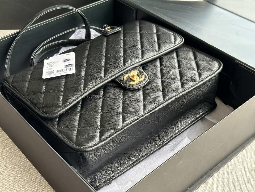 Chanel AS3662 LARGE BACKPACK Calfskin & Gold-Tone Metal Black