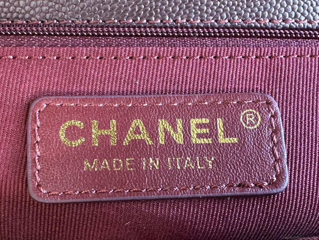 Chanel AS3662 LARGE BACKPACK Calfskin & Gold-Tone Metal Wine Red