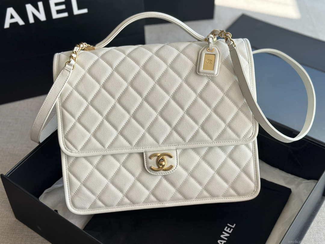 Chanel AS3662 LARGE BACKPACK Calfskin & Gold-Tone Metal White