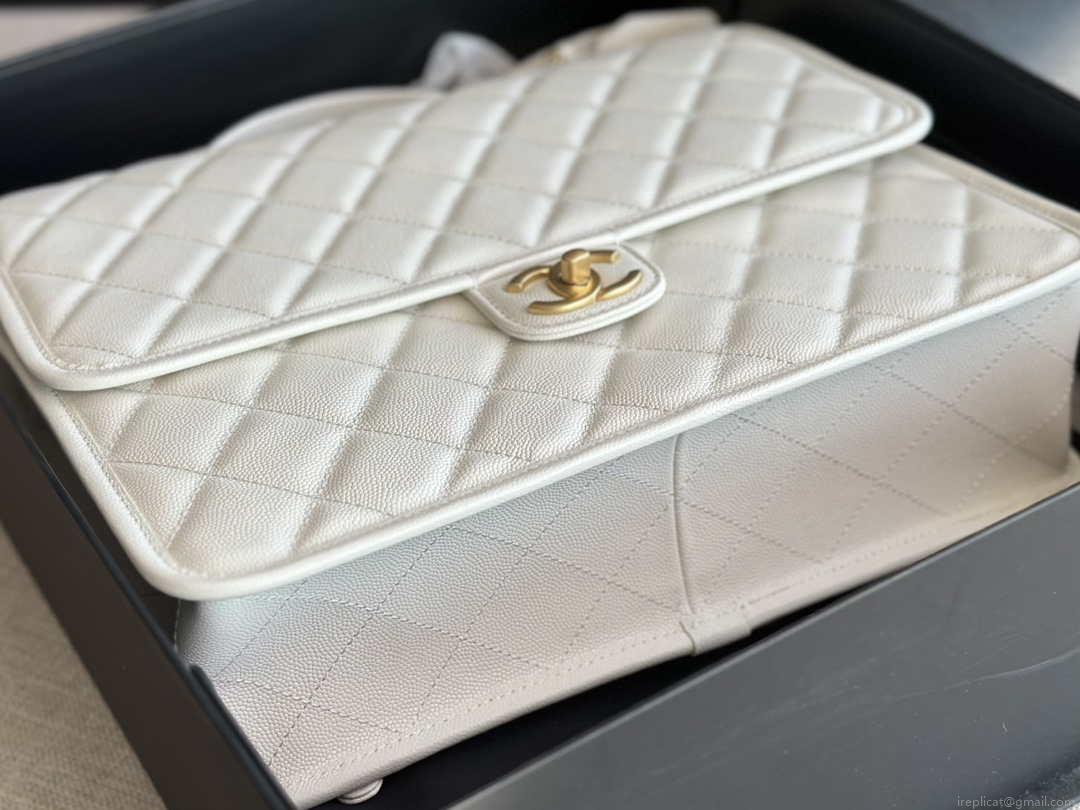 Chanel AS3662 LARGE BACKPACK Calfskin & Gold-Tone Metal White