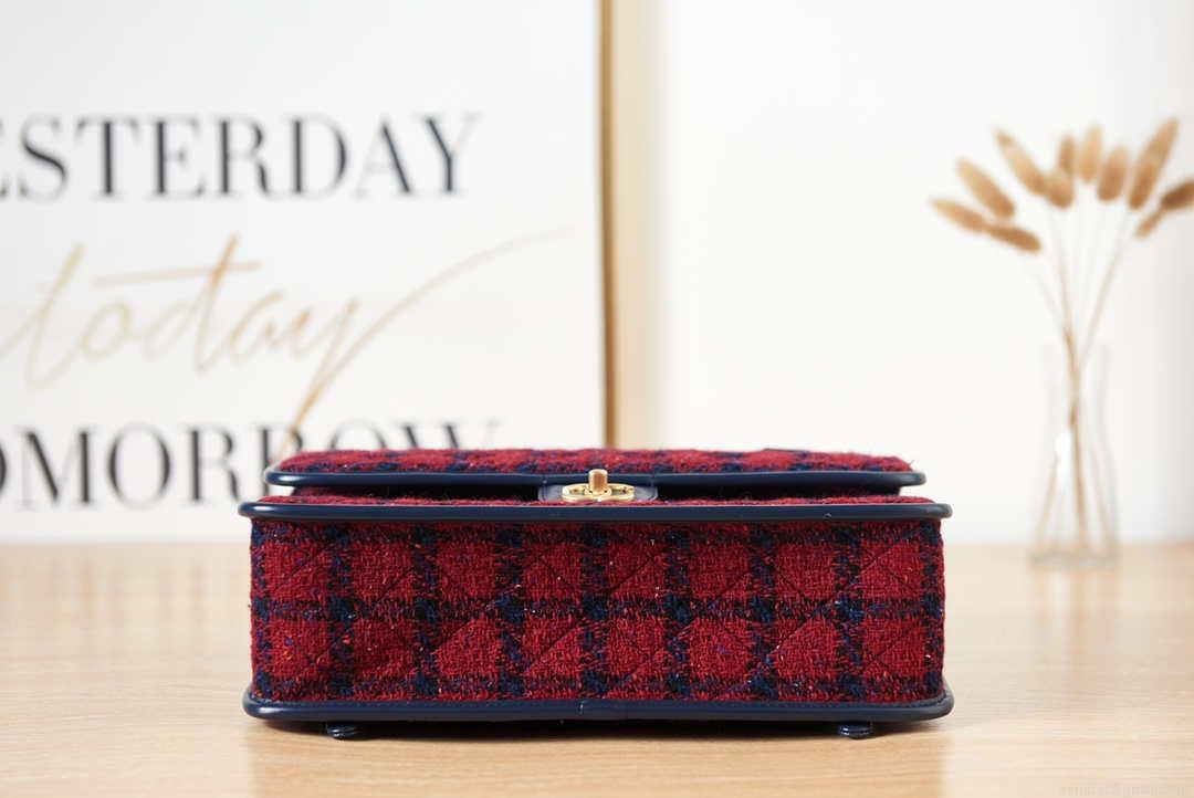 Chanel AS3662 LARGE BACKPACK Wool Tweed & Gold-Tone Metal Wine Red