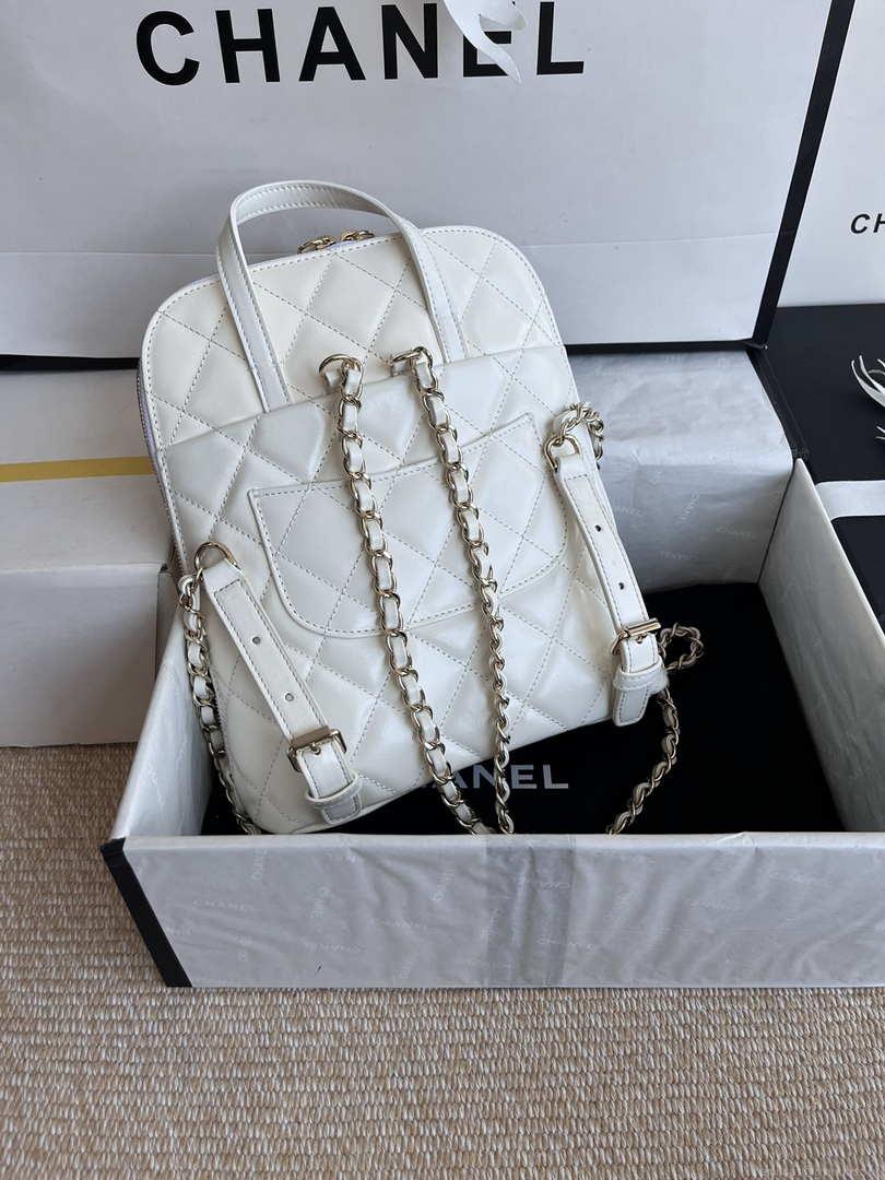 Chanel AS3332 Backpack Shiny Calfskin Bag White
