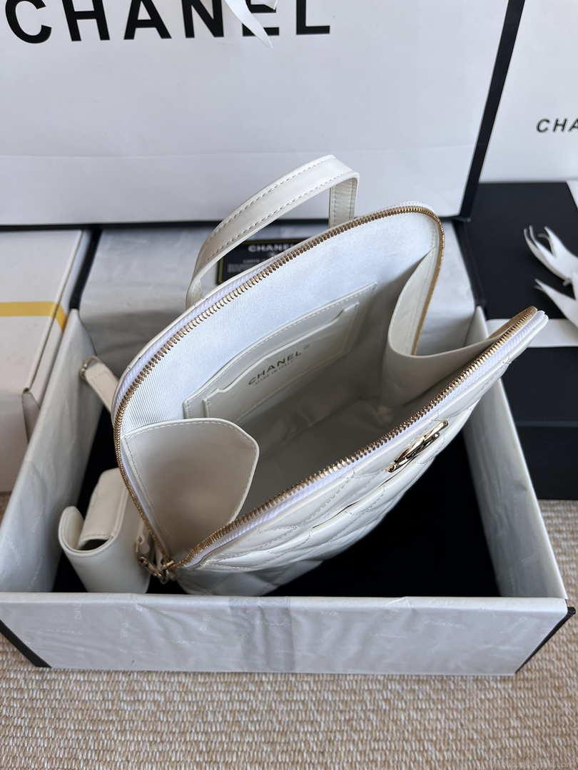 Chanel AS3332 Backpack Shiny Calfskin Bag White