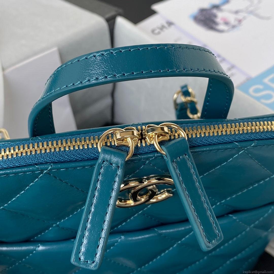 Chanel AS3332 Backpack Shiny Calfskin Bag Blue