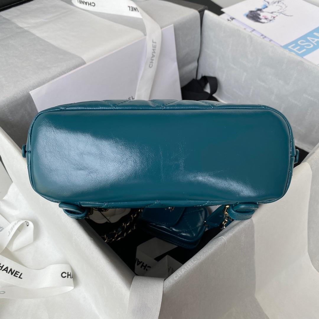 Chanel AS3332 Backpack Shiny Calfskin Bag Blue