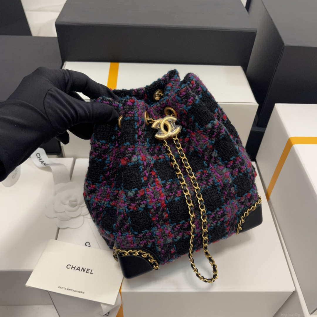 Chanel AS2318 Bucket 22K Purple Tweed Bag
