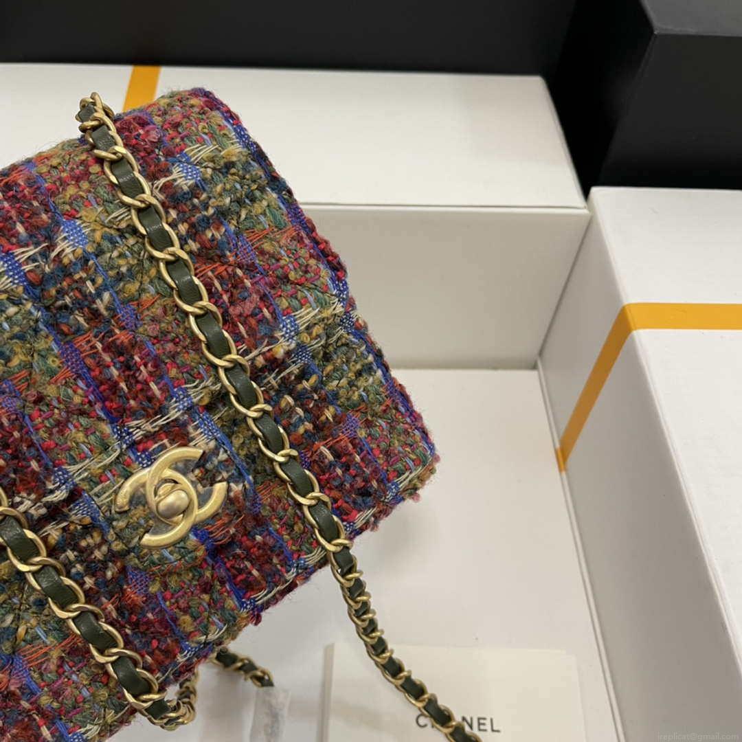 Chanel CF A1115 Mini Flap Bag Wool Tweed