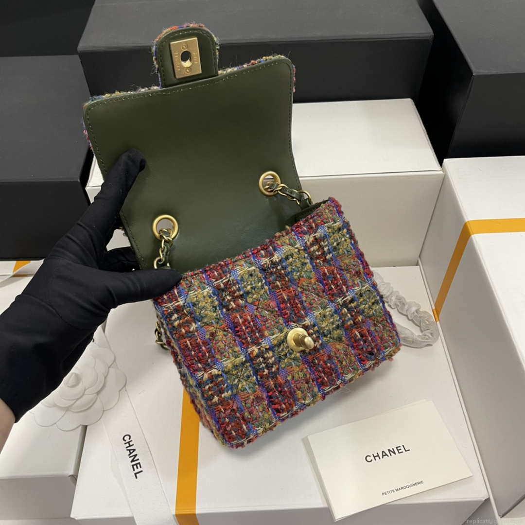 Chanel CF A1115 Mini Flap Bag Wool Tweed