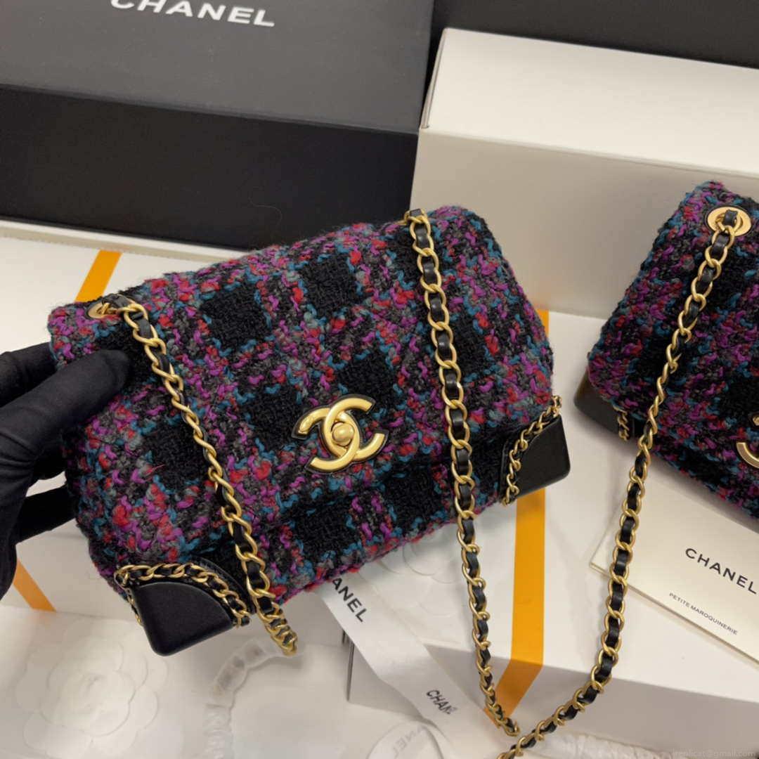 Chanel AS3572 Small Flap Bag Wool Tweed Purple