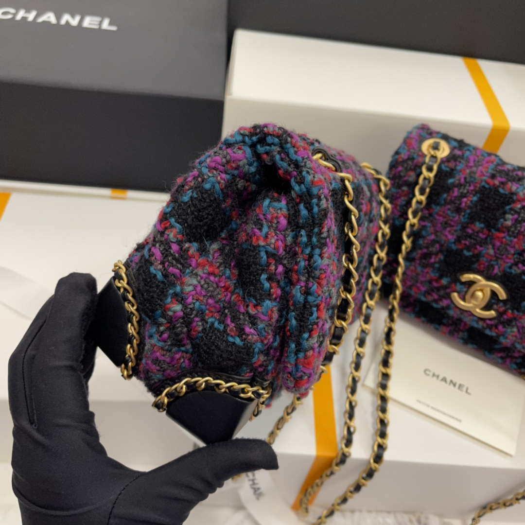 Chanel AS3572 Small Flap Bag Wool Tweed Purple