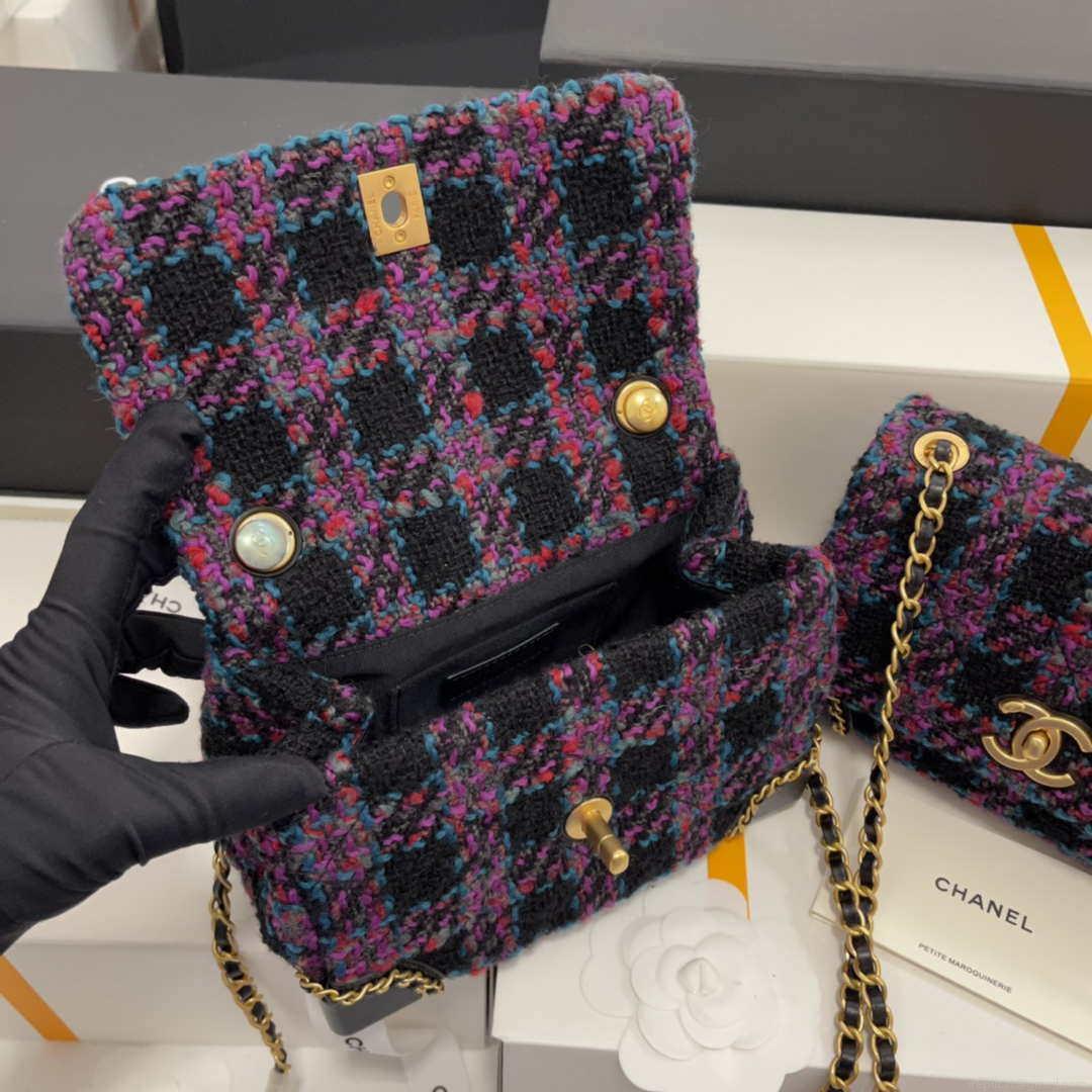 Chanel AS3572 Small Flap Bag Wool Tweed Purple