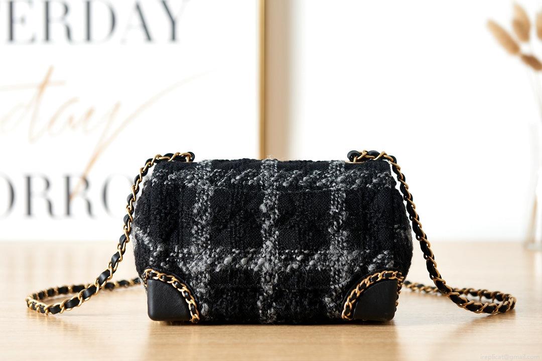 Chanel AS3572 Small Flap Bag Wool Tweed Black