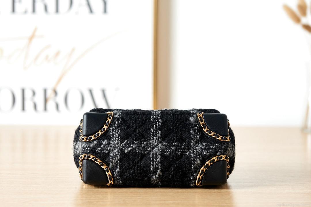 Chanel AS3572 Small Flap Bag Wool Tweed Black