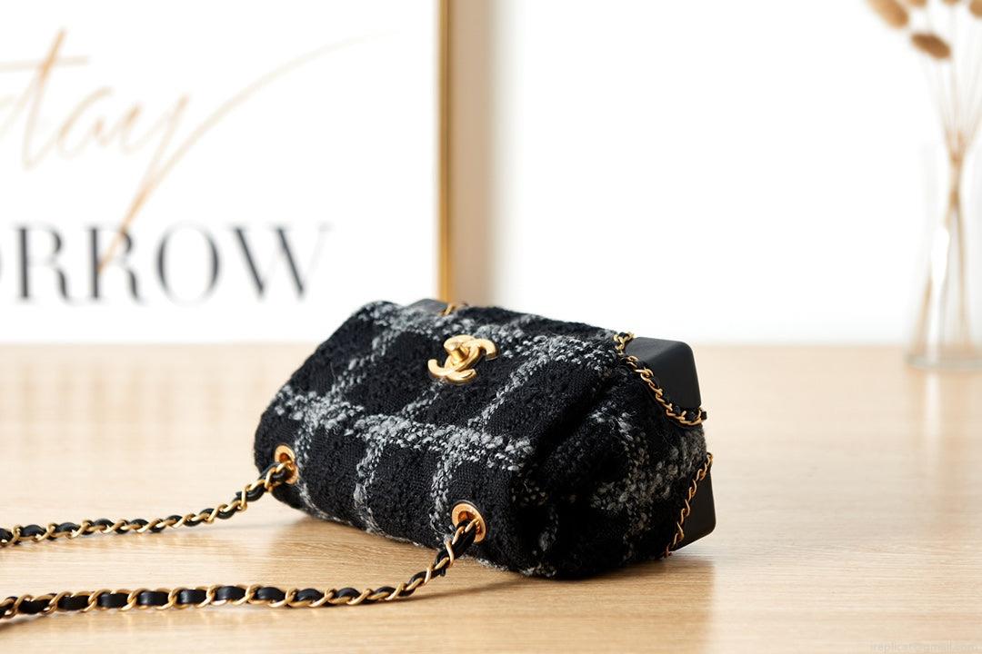 Chanel AS3572 Small Flap Bag Wool Tweed Black