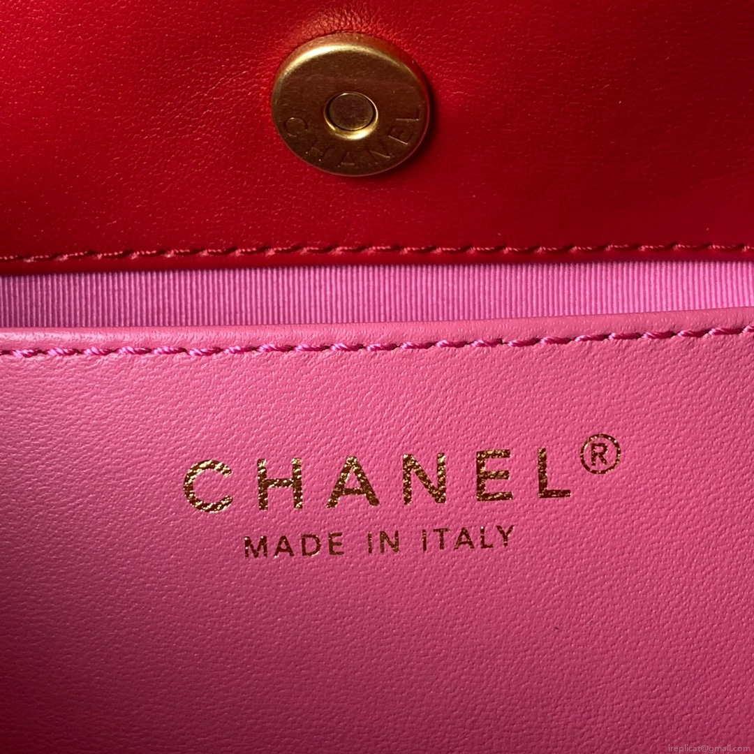 Chanel AS3710 Small Hobo Handbag Velvet & Gold-Tone Metal Red