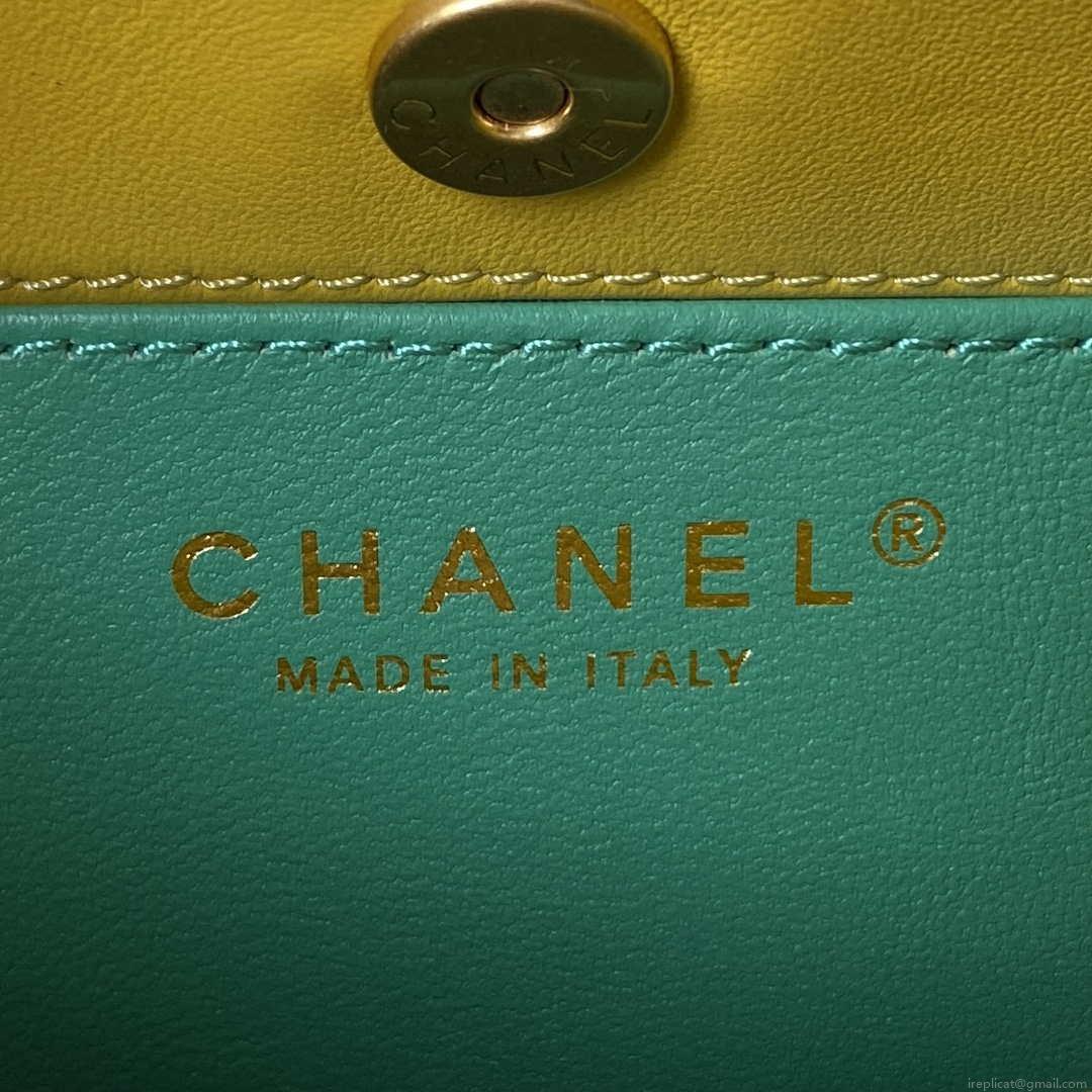 Chanel AS3710 Small Hobo Handbag Velvet & Gold-Tone Metal Yellow