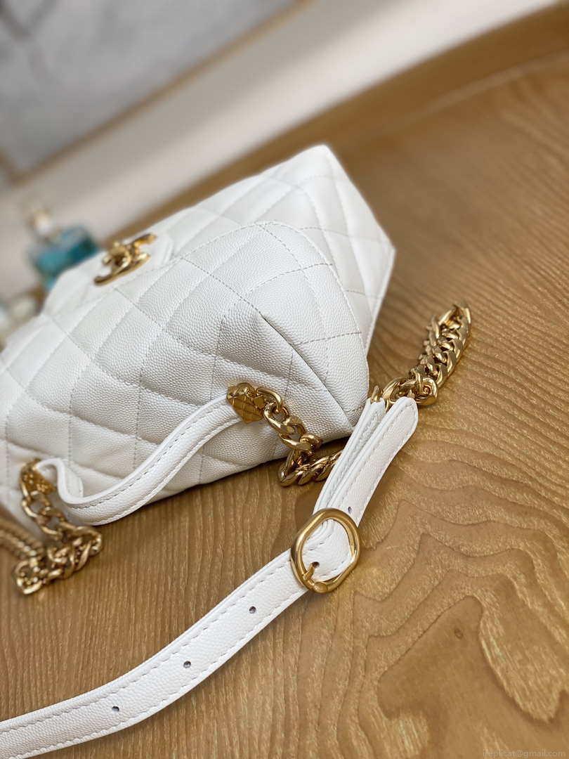 Chanel AS3729 Small Vanity Case Grained Calfskin & Gold-Tone Metal White