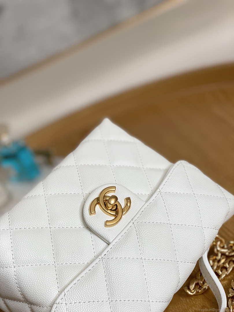 Chanel AS3729 Small Vanity Case Grained Calfskin & Gold-Tone Metal White