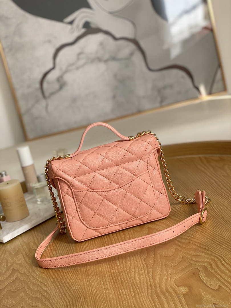 Chanel AS3729 Small Vanity Case Grained Calfskin & Gold-Tone Metal Pink