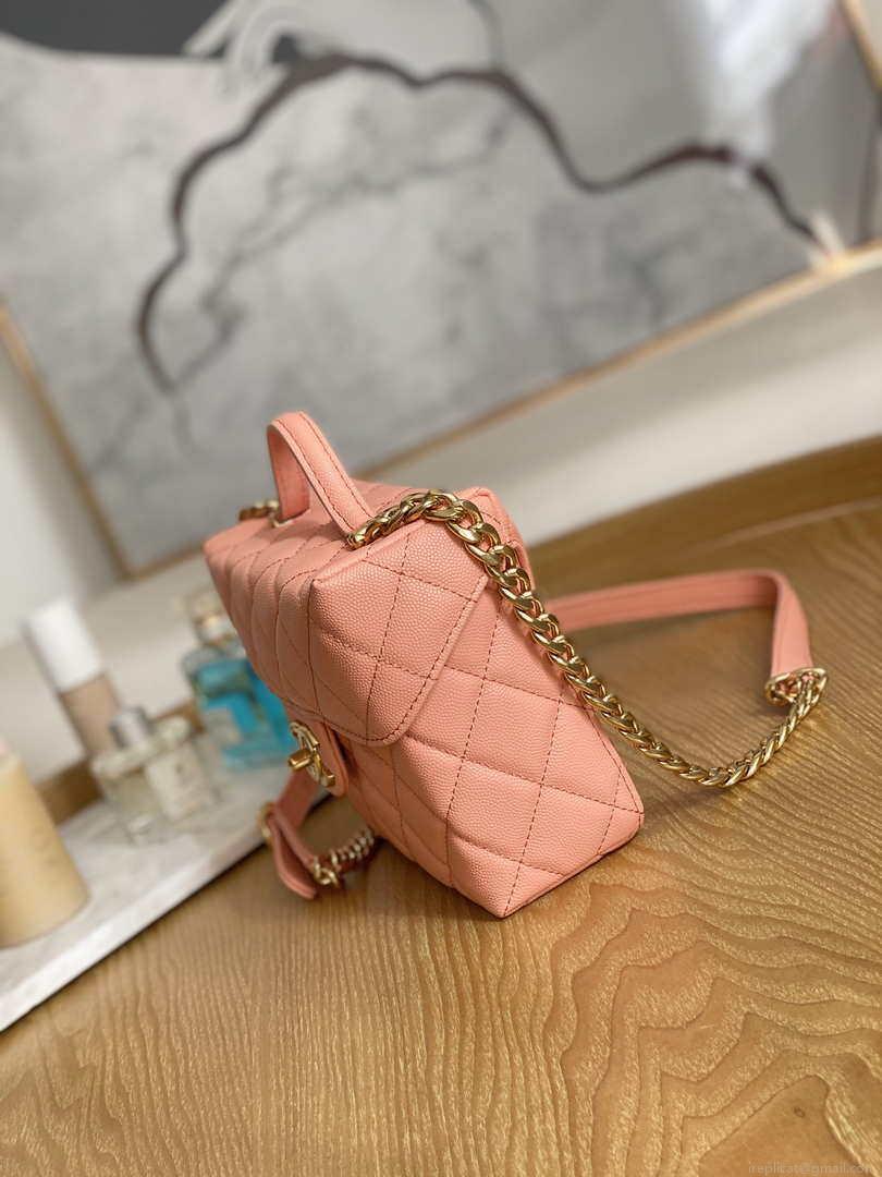 Chanel AS3729 Small Vanity Case Grained Calfskin & Gold-Tone Metal Pink