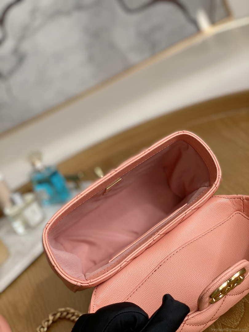Chanel AS3729 Small Vanity Case Grained Calfskin & Gold-Tone Metal Pink