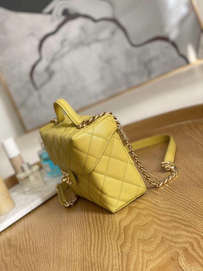 Chanel AS3729 Small Vanity Case Grained Calfskin & Gold-Tone Metal Yellow