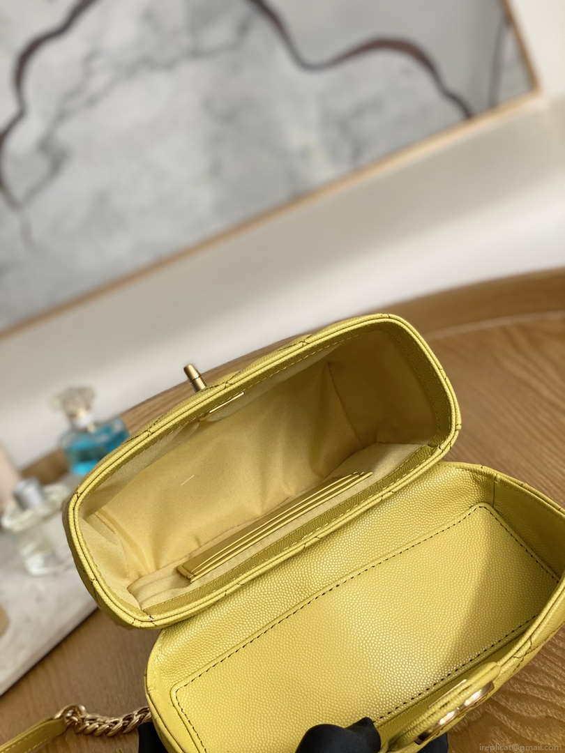 Chanel AS3729 Small Vanity Case Grained Calfskin & Gold-Tone Metal Yellow