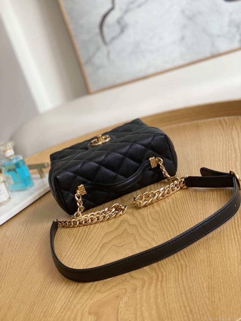 Chanel AS3729 Small Vanity Case Grained Calfskin & Gold-Tone Metal Black