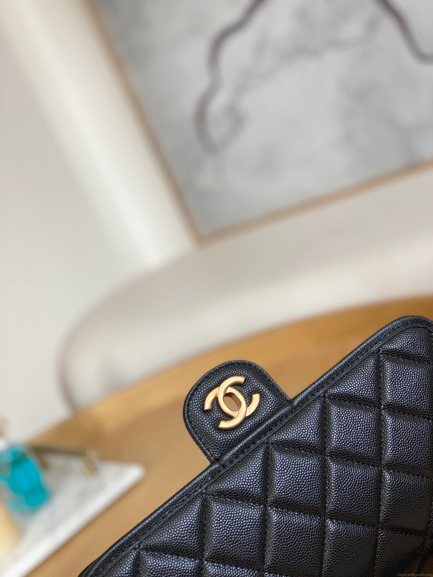 Chanel AS3653 Small Flap Bag with Top Handle Calfskin & Gold-Tone Metal Black