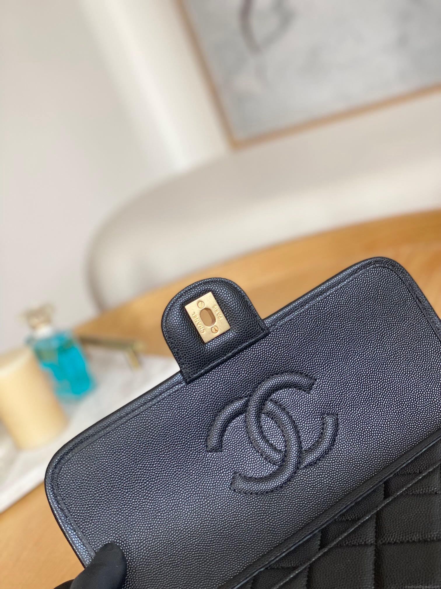 Chanel AS3653 Small Flap Bag with Top Handle Calfskin & Gold-Tone Metal Black