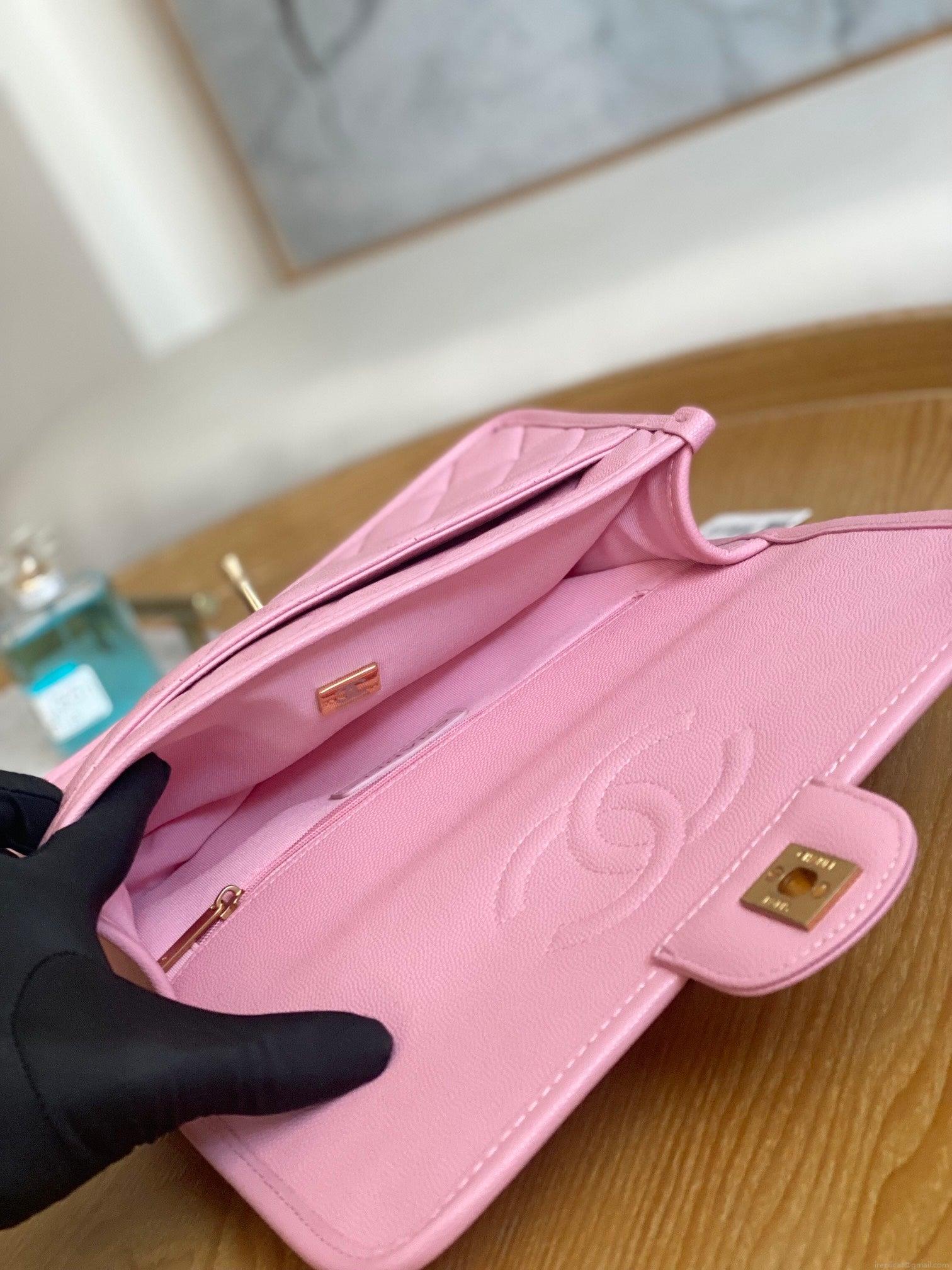 Chanel AS3653 Small Flap Bag with Top Handle Calfskin & Gold-Tone Metal Pink