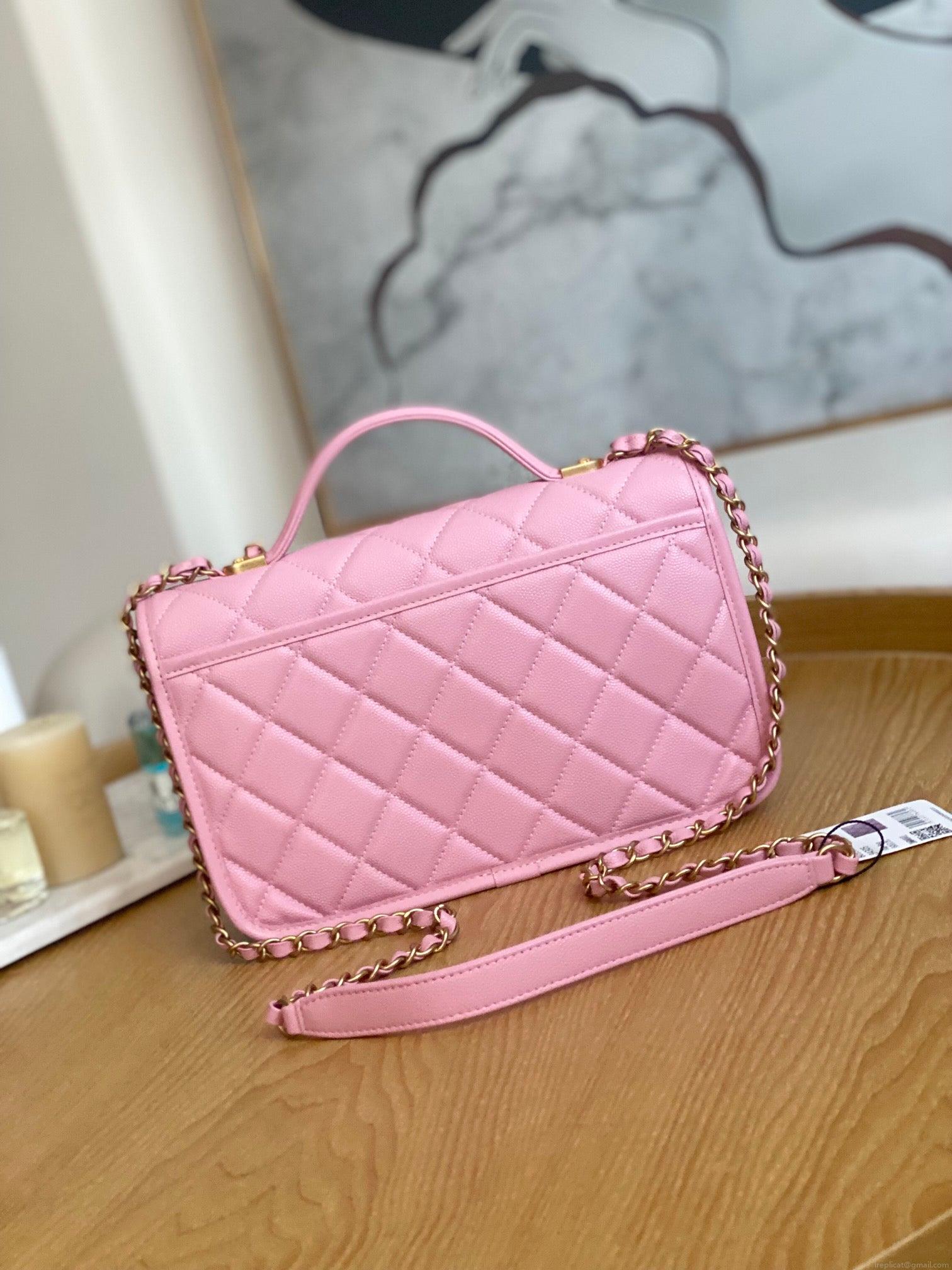 Chanel AS3653 Small Flap Bag with Top Handle Calfskin & Gold-Tone Metal Pink