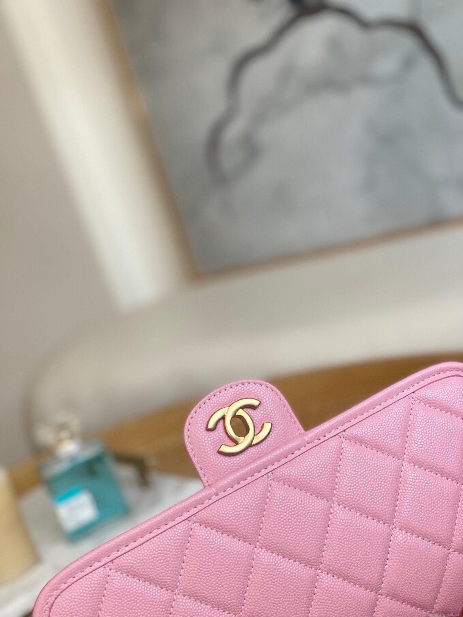 Chanel AS3653 Small Flap Bag with Top Handle Calfskin & Gold-Tone Metal Pink
