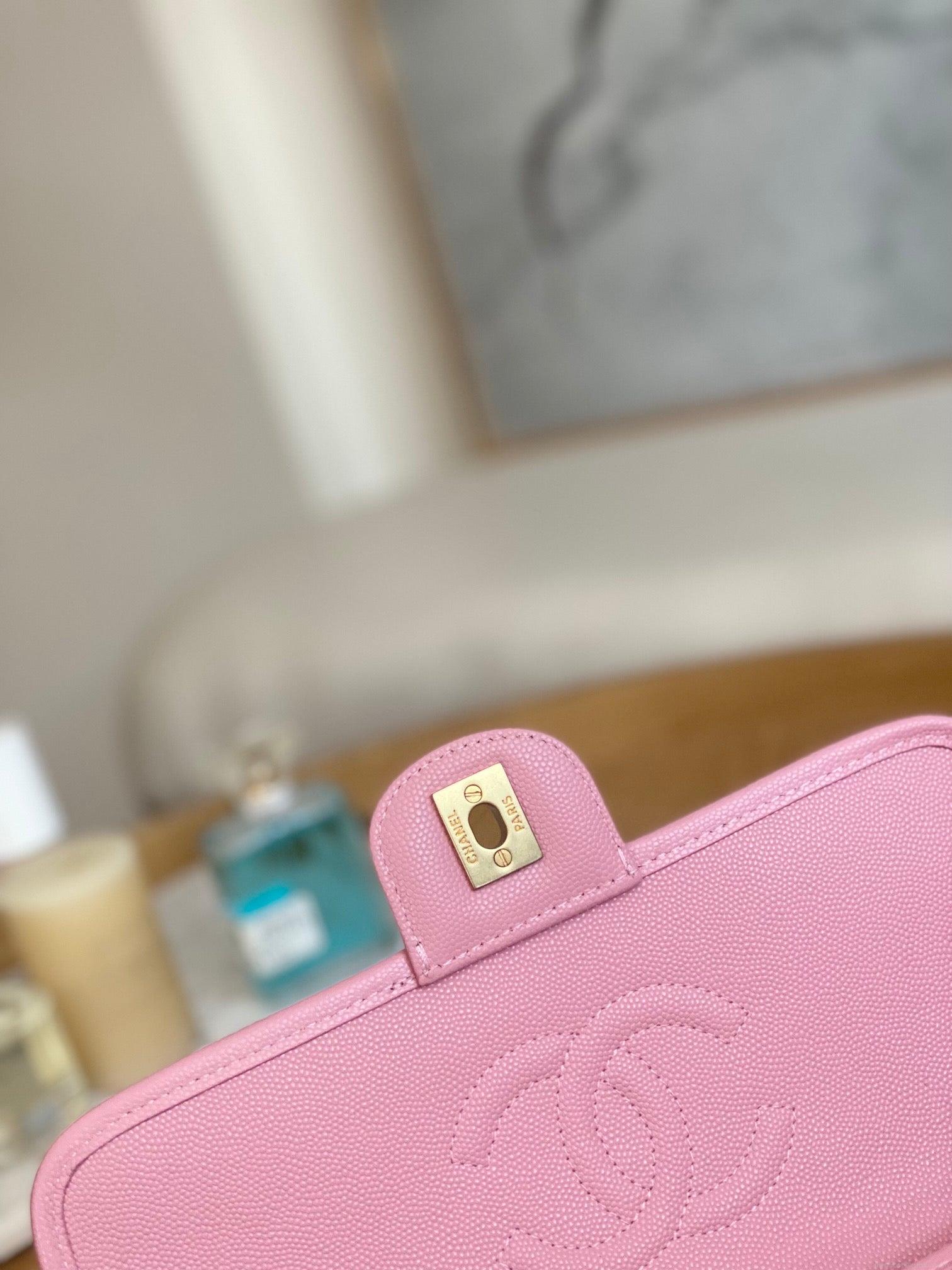 Chanel AS3653 Small Flap Bag with Top Handle Calfskin & Gold-Tone Metal Pink