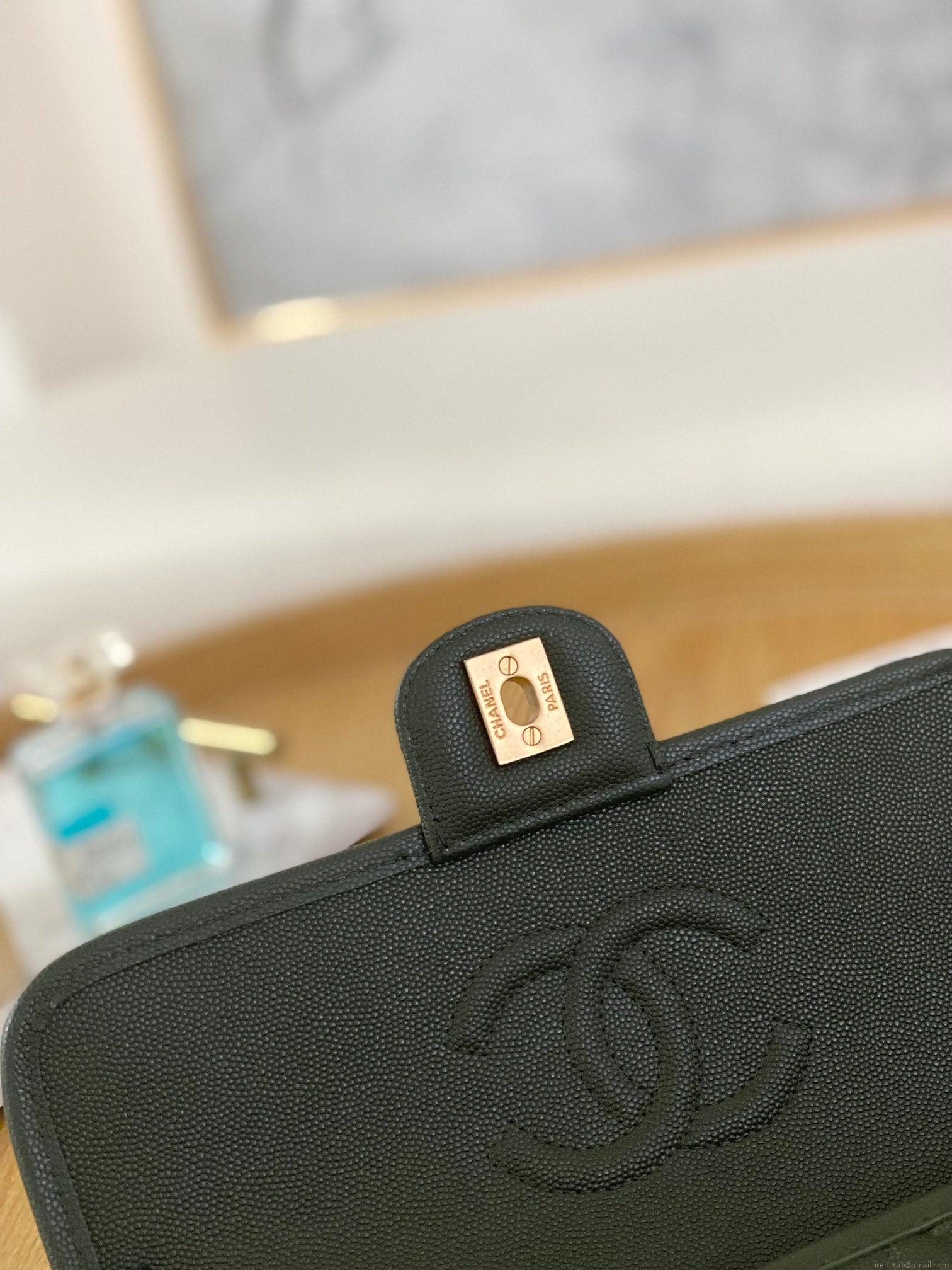Chanel AS3653 Small Flap Bag with Top Handle Calfskin & Gold-Tone Metal Dark Green