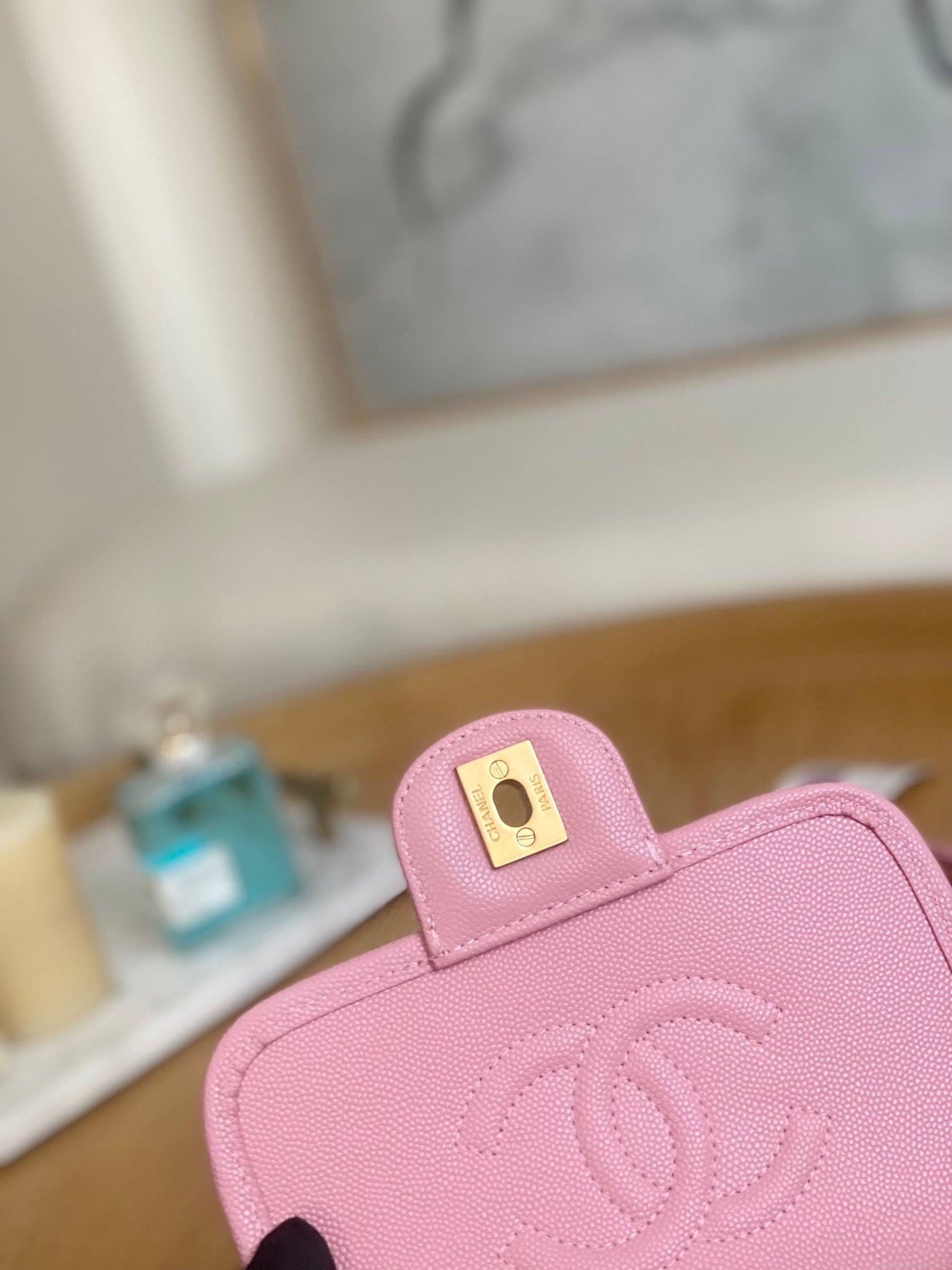 Chanel AS3652 Small Flap Bag with Top Handle Calfskin & Gold-Tone Metal Pink