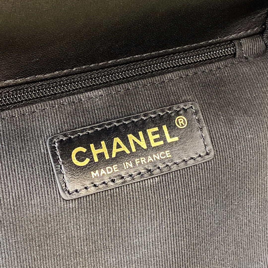 Chanel AS3652 Small Flap Bag with Top Handle Cotton & Wool Tweed & Gold-Tone Metal Black and White